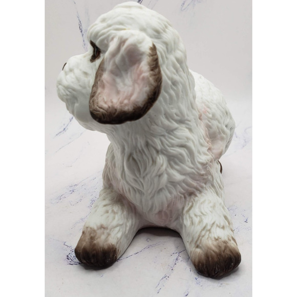 Mother and Puppy White Poodle Ceramic Hand Painted Dogs Figurine - Picture 2 of 8